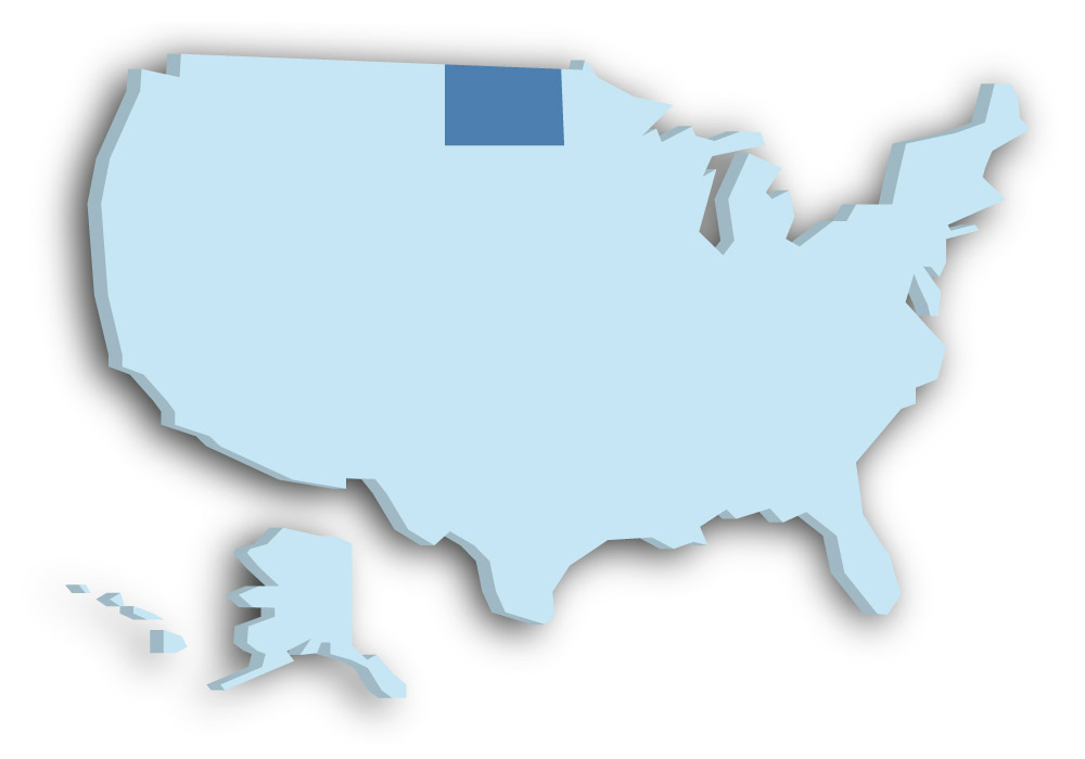 Staat North Dakota - Das Bild zeigt die Lage in den USA