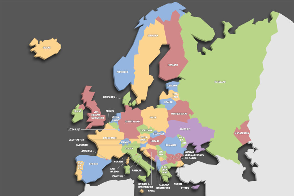 Alle 47 Länder von Europa auf einen Blick