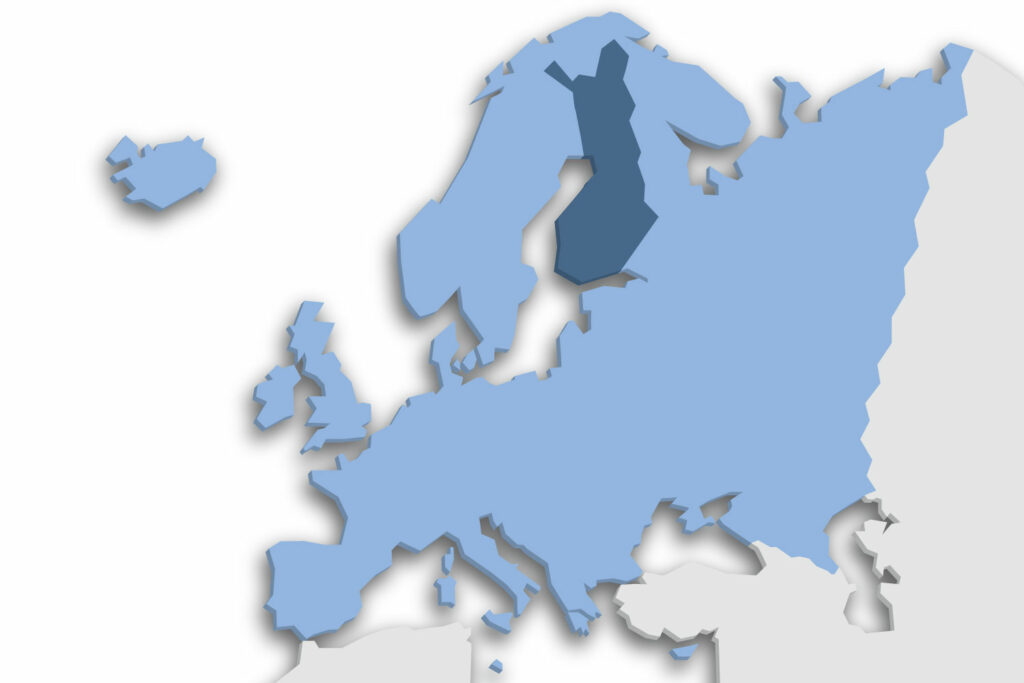 Die Lage des Lands Finnland in Europa