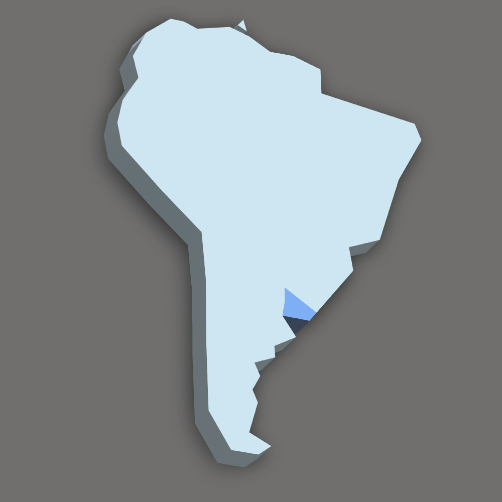 Lage des Landes Uruguay in Südamerika