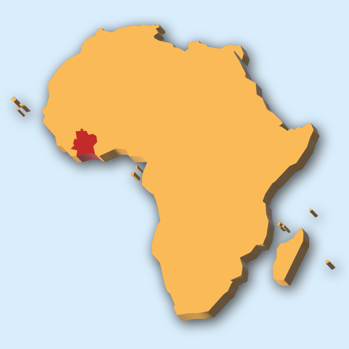 Lage der Elfenbeinküste in Afrika