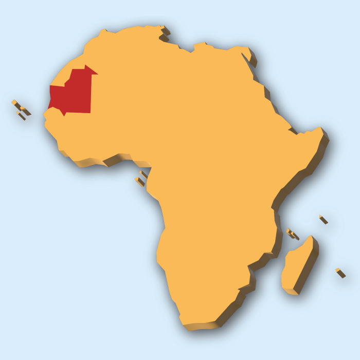 Lage des Lands Mauretanien in Afrika
