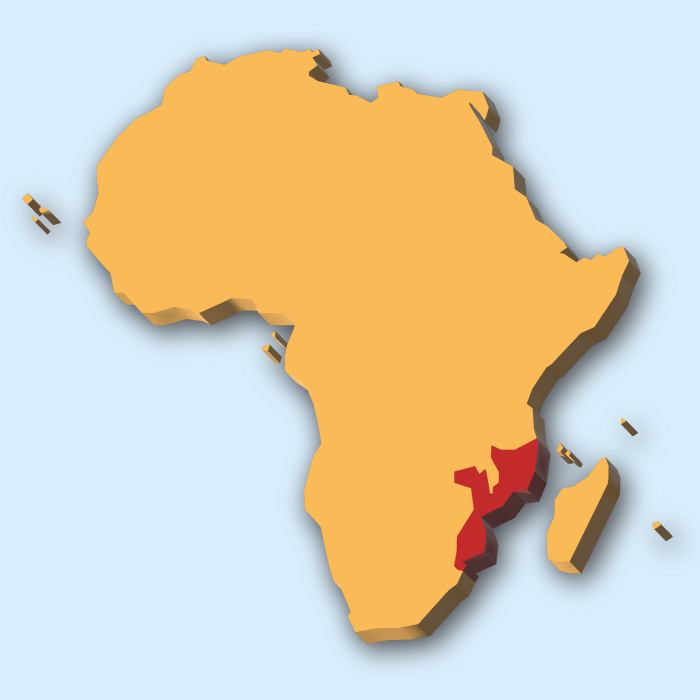 Lage des Lands Mosambik in Afrika