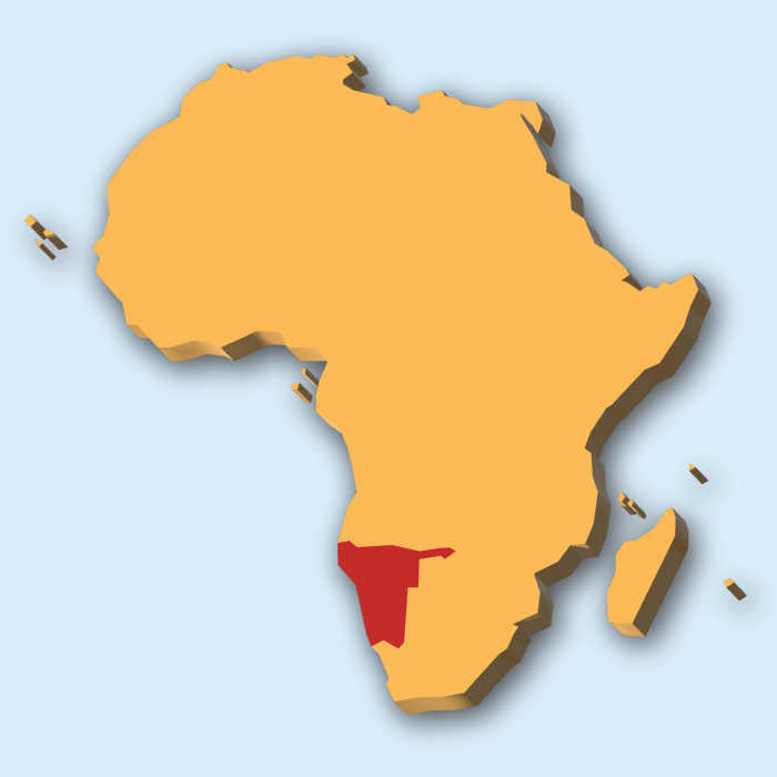 Lage des Lands Namibia in Afrika