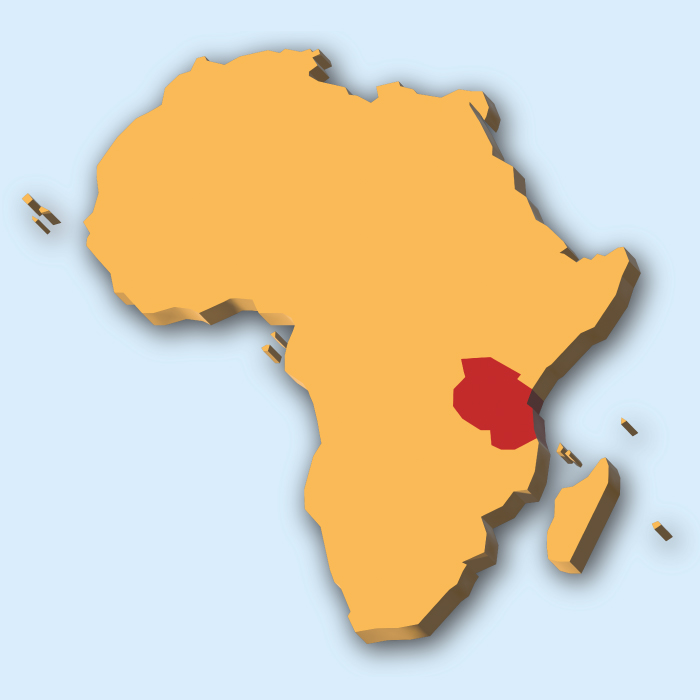 Lage des Lands Tansania in Afrika