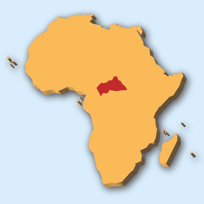 Lage der Zentralafrikanischen Republik in Afrika